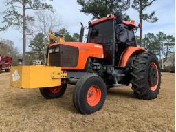 Kubota M105S Enclosed Cab Utility Tractor with Tiger Side Boom Mower (5,576 Hours) 